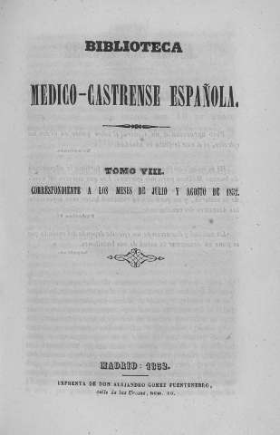 Biblioteca médico-castrense española (1851-1852)