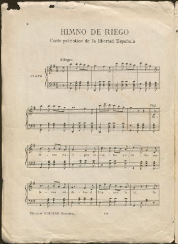 Himno de Riego : canto patriótico de la... (Publicación: posterior a 1906)