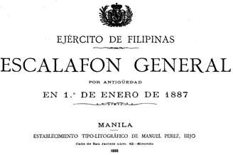 Ejército de Filipinas, escalafón general por... (<1863-1889>)