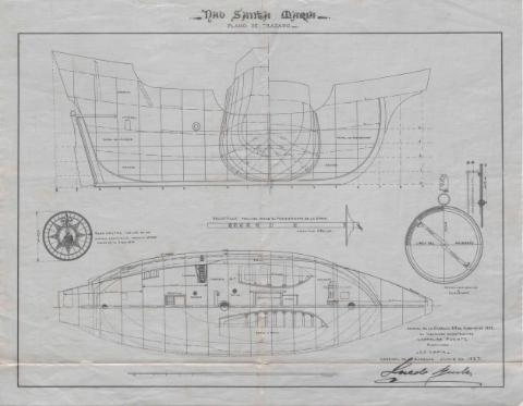 Nao Santa María : Plano de trazado (Producción: Junio 1927)